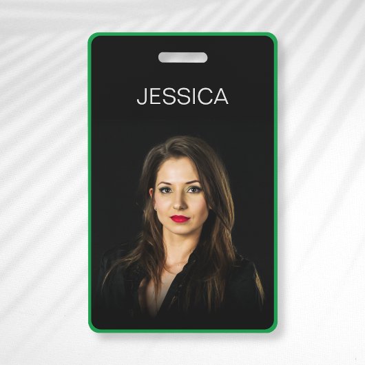 Minimal Black Green Corporate Mitarbeiter Foto ID Ausweis