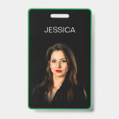 Minimal Black Green Corporate Mitarbeiter Foto ID Ausweis (Vorderseite)