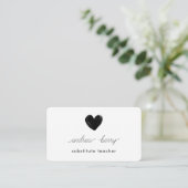 Minimal Black Heart Stellvertretender Lehrer Visitenkarte (Stehend Vorderseite)