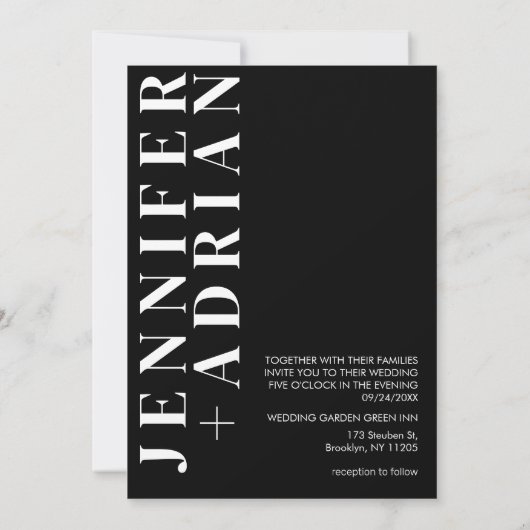 Minimal Black Hochzeit Einladungskarte Einladung (Rückseite)