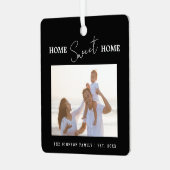 Minimal Black Home Sweet Home Photo Ornament Aus Metall (Vorderseite links)