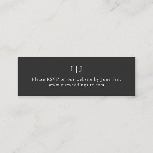 Minimal Black Mini Wedding Website Enclosure Card Mini Visitenkarte (Vorderseite)