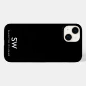 Minimal Black Modern Initial Monogram Case-Mate iPhone Hülle (Rückseite (Horizontal))
