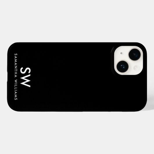 Minimal Black Modern Initial Monogram Case-Mate iPhone Hülle (Rückseite (Horizontal))