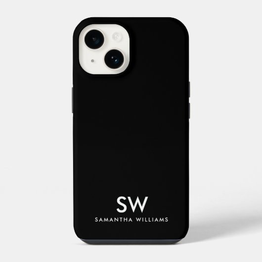 Minimal Black Modern Initial Monogram iPhone Hülle (Rückseite)