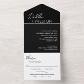 Minimal Black Modern Wedding All In One Einladung (Innen Boden)