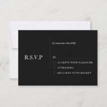 Minimal Black Modern Wedding RSVP Card