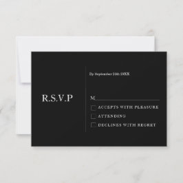 Minimal Black Modern Wedding RSVP Card Einladung