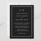 Minimal Black Monogram Simple Wedding Einladung (Vorderseite)