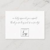 Minimal Black on Black Danke Logos Shopping Visitenkarte (Rückseite)