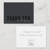 Minimal Black on Black Danke Logos Shopping Visitenkarte (Vorne/Hinten)