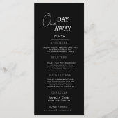 Minimal Black One Day Away Probe Dinner Party Menükarte (Vorderseite)