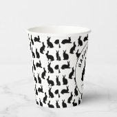 Minimal Black Rabbit Pattern Modern Happy Easter Pappbecher (Rechts)