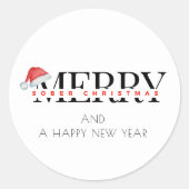 Minimal Black Red Trendy Merry Sober Weihnachten Runder Aufkleber (Vorderseite)