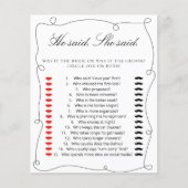 Minimal Black sagte er. Sie sagte Brautparty Game (Vorderseite)