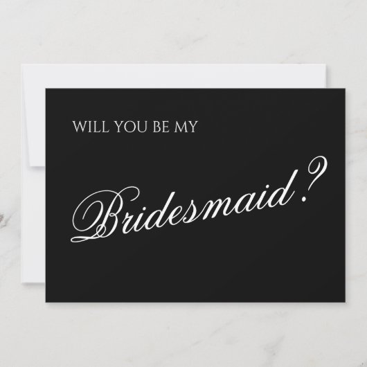 Minimal Black Script Bridesmaid Vorschlag Einladung (Vorderseite)