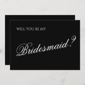 Minimal Black Script Bridesmaid Vorschlag Einladung (Vorne/Hinten)