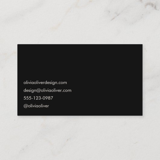 Minimal Black Script Calligraphy Elegant Moderne Visitenkarte (Rückseite)