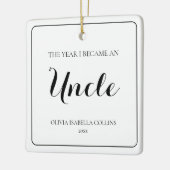 Minimal Black Script Einfache Weihnachts Onkel Keramikornament (Links)