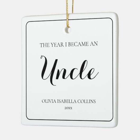 Minimal Black Script Einfache Weihnachts Onkel Keramikornament (Links)