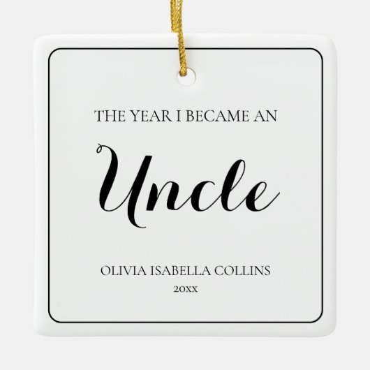 Minimal Black Script Einfache Weihnachts Onkel Keramikornament (Vorderseite)