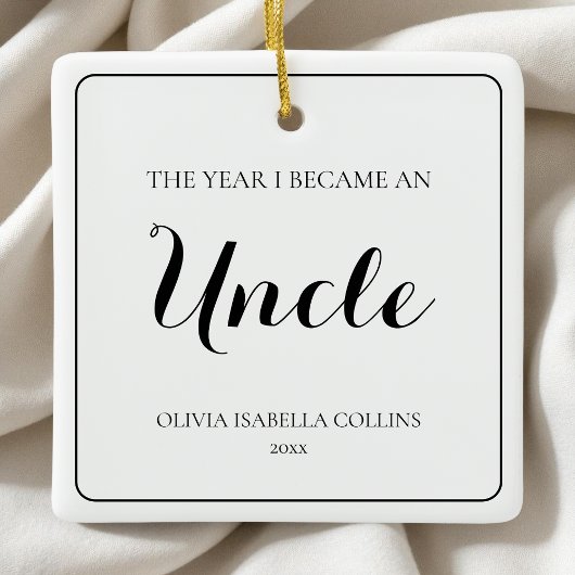 Minimal Black Script Einfache Weihnachts Onkel Keramikornament