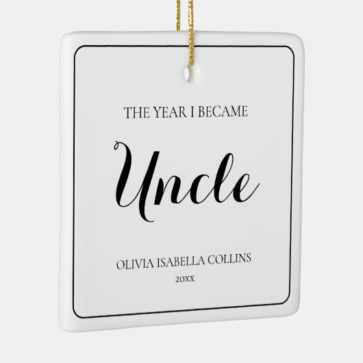 Minimal Black Script Einfache Weihnachts Onkel Keramikornament (Rechts)