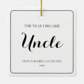 Minimal Black Script Einfache Weihnachts Onkel Keramikornament (Rückseite)