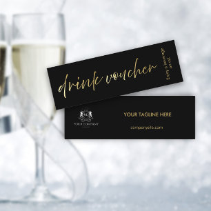 Minimal Black Script-Event Drink Voucher Card Treuekarte