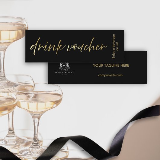 Minimal Black Script-Event Drink Voucher Card Treuekarte