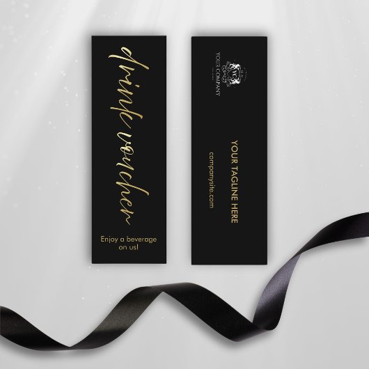 Minimal Black Script-Event Drink Voucher Card Treuekarte