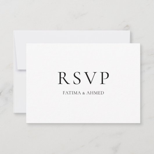 Minimal Black Script Modern Muslim Wedding RSVP (Vorderseite)