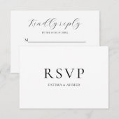 Minimal Black Script Modern Muslim Wedding RSVP Karte (Vorne/Hinten)