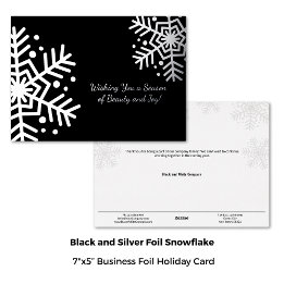 Minimal Black Silver Winter Snowflake Business Folien Feiertagskarte