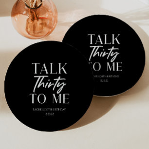 Minimal Black Talk Dreißig zu mir 30. Geburtstag Pappteller