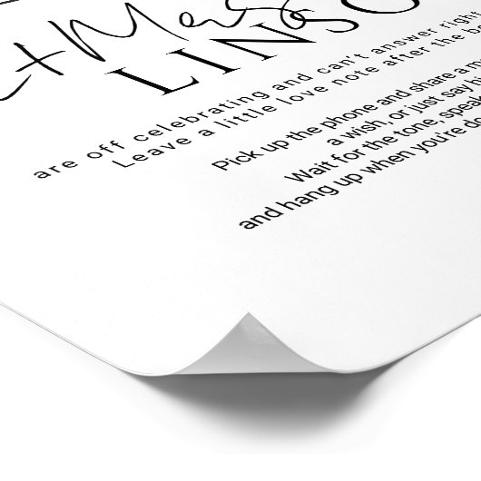 Minimal Black Voicemail Audio Gästebuch Hochzeit (Ecke)