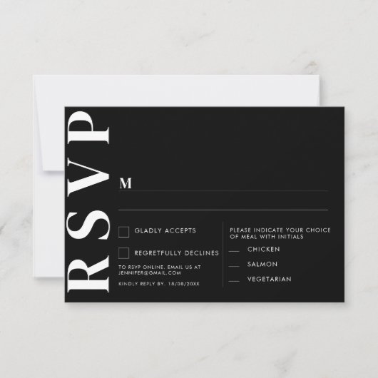 Minimal Black Wedding RSVP Card Einladung (Vorderseite)