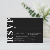 Minimal Black Wedding RSVP Card Einladung (Stehend Vorderseite)