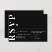 Minimal Black Wedding RSVP Card Einladung (Vorne/Hinten)