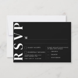 Minimal Black Wedding RSVP Card Einladung