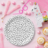 Minimal Black White Alphabet Pattern  Pappteller (Party)