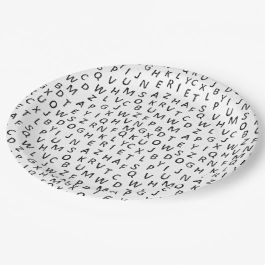 Minimal Black White Alphabet Pattern  Pappteller (Schrägansicht)