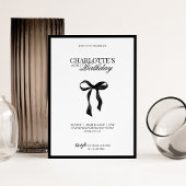 Minimal Black & White Bow Birthday Invitation Einladung