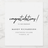 Minimal Black & White Congratulations Graduate Weinetikett (Einzelnes Label)