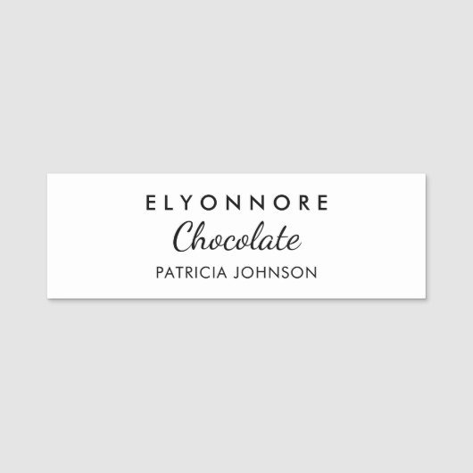 Minimal Black White Custom Staff Namensschild (Vorderseite)