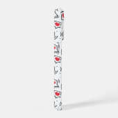 Minimal Black & White Heart Notification Pattern iPhone Hülle (Rechte Seite)