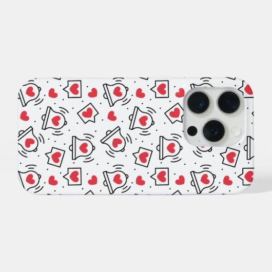 Minimal Black & White Heart Notification Pattern iPhone Hülle (Rückseite (Horizontal))