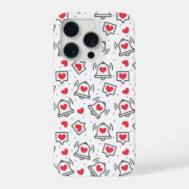 Minimal Black & White Heart Notification Pattern iPhone 15 Pro Hülle