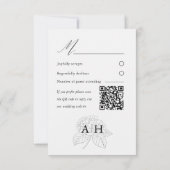 Minimal Black & White Hydrangea Wedding RSVP (Rückseite)