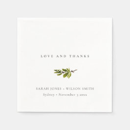 Minimal Black & White Pine Branch Foliage Hochzeit Serviette